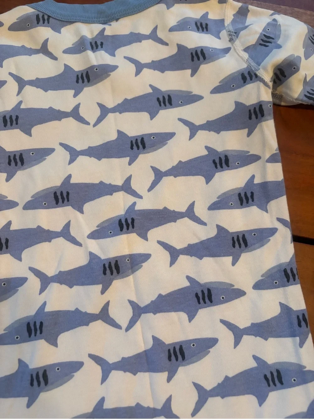 Blue Shark Print Kids Pajama Set by Hanna Andersson size 6/7